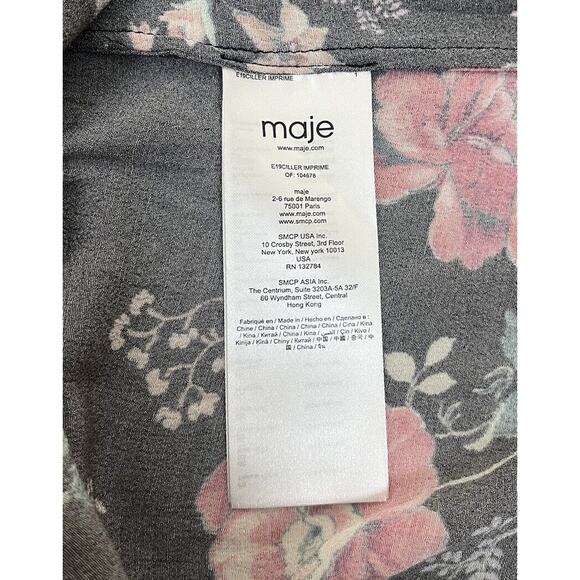 Maje Printed Ciller Two-Tone Floral Shirt Button Up Blouse Size 2 or Medium - Picture 10 of 11